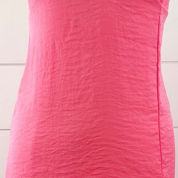 Livi by Olivia Rae Womens L Satin Slip Dress‎ Slit Neon Pink Strappy Barbiecore - Picture 5 of 12